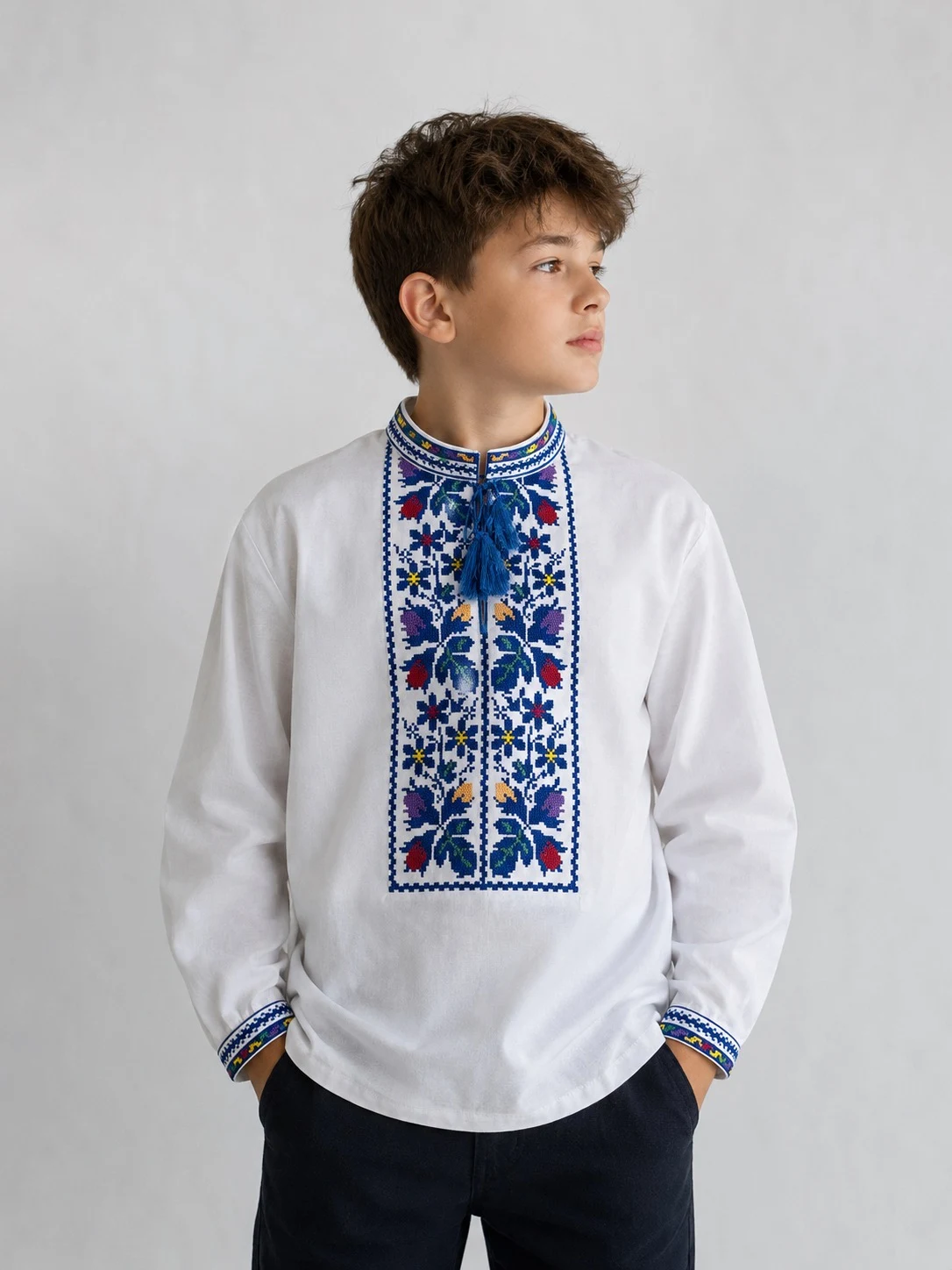 Сорочка вишиванка для хлопчика Еліт синя Барвиста Україна