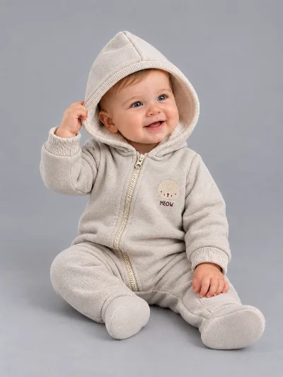 Beige fleece-lined insulated jumpsuit 21-30-16 Mario kids