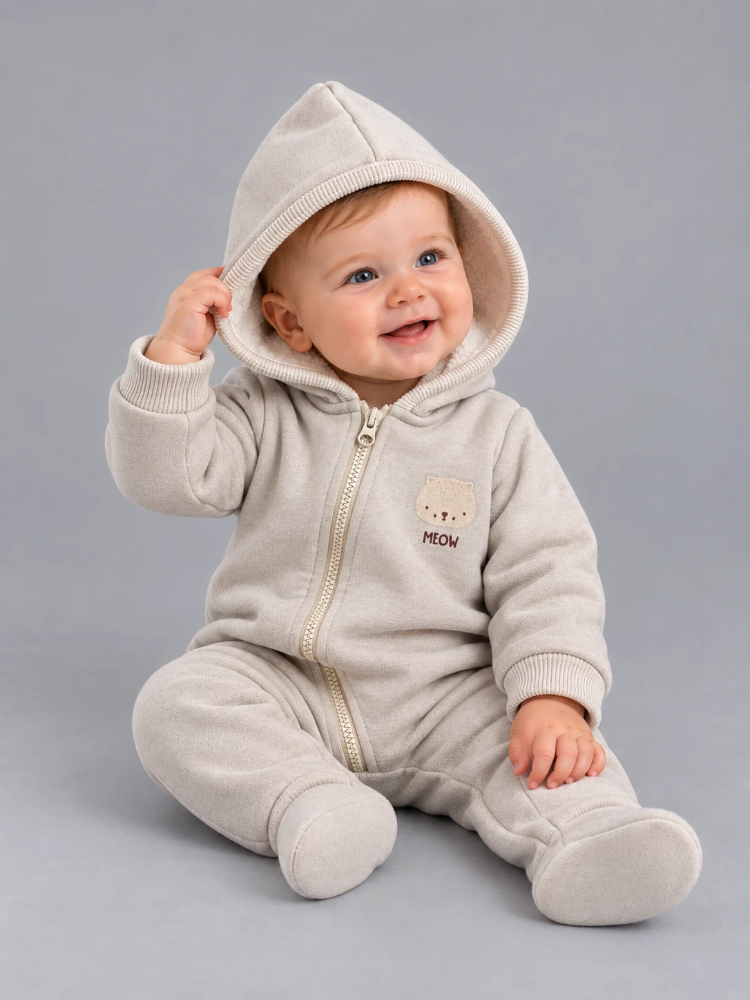 Beige fleece-lined insulated jumpsuit 21-30-16 Mario kids