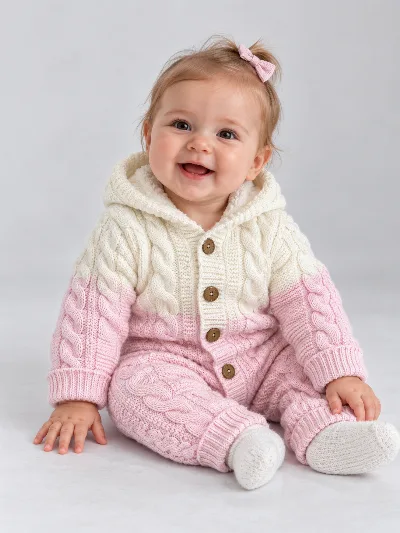 Insulated Knitted Fuzzy Romper Pink Ombre Turkey