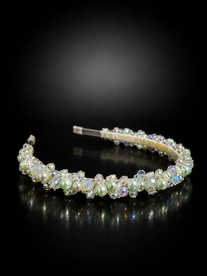 Mint headband with crystal beads for girls #8