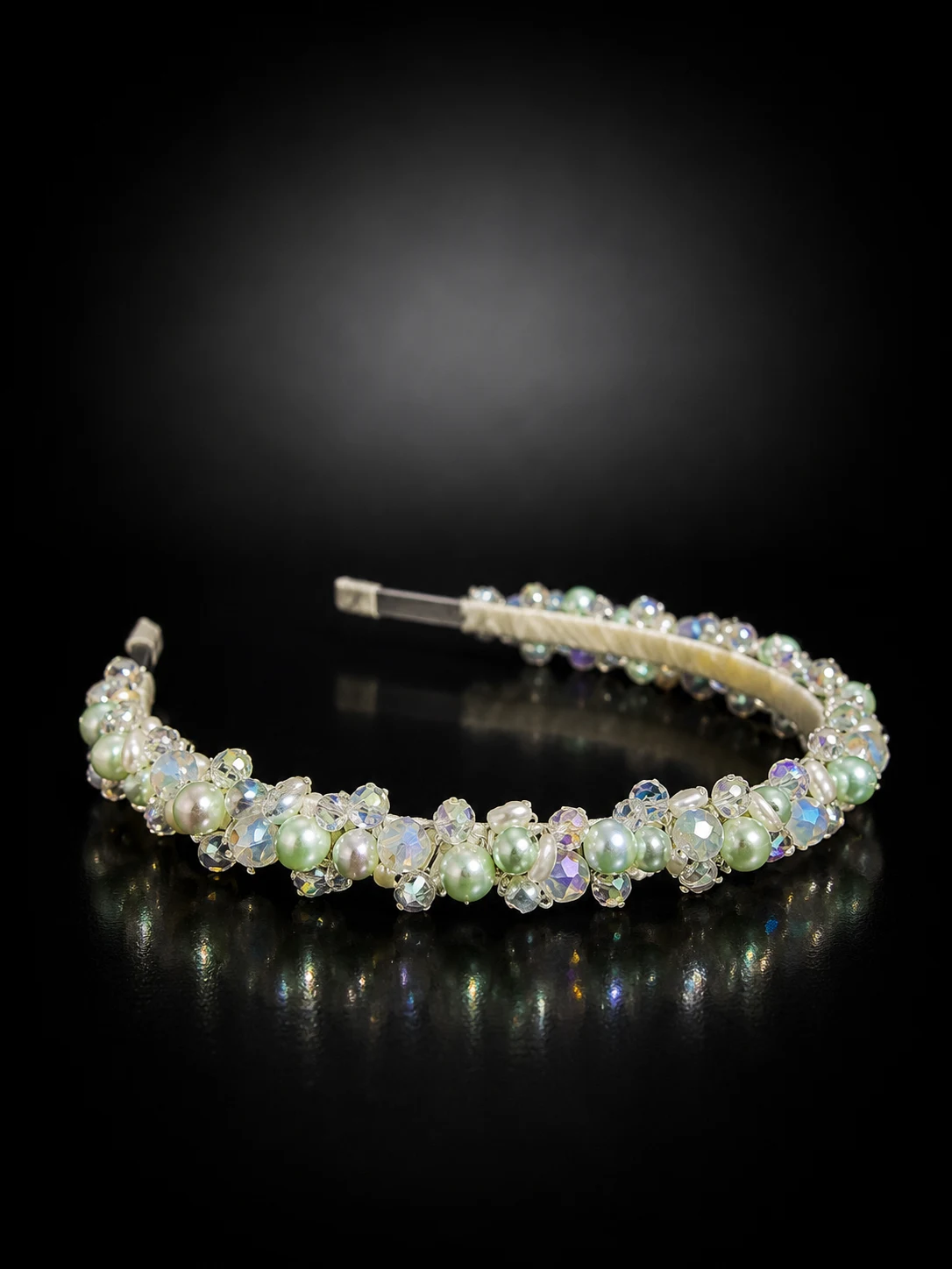 Mint headband with crystal beads for girls #8
