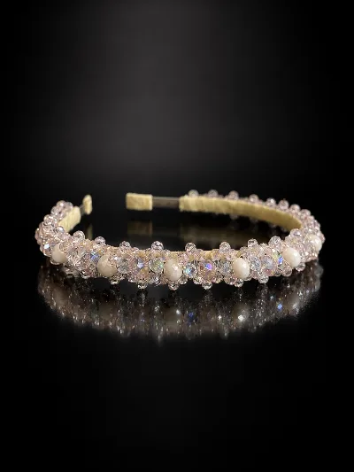 Powder pink crystal bead headband for girls #26