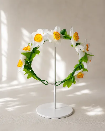 Spring white daffodil wreath #35