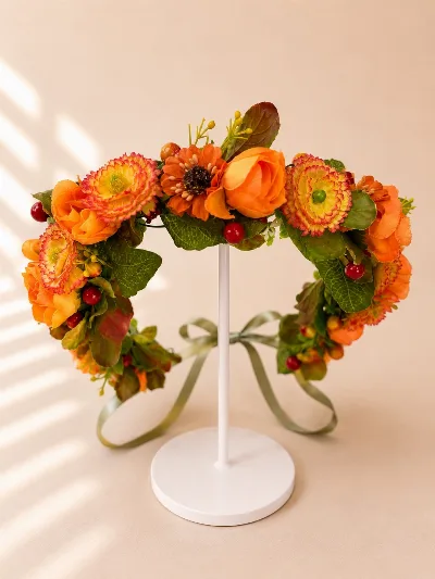 Orange Ranunculus and Cranberry Wreath
