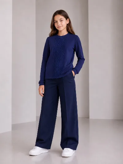 Girls' mock neck turtleneck, blue 11416 TOONTOY