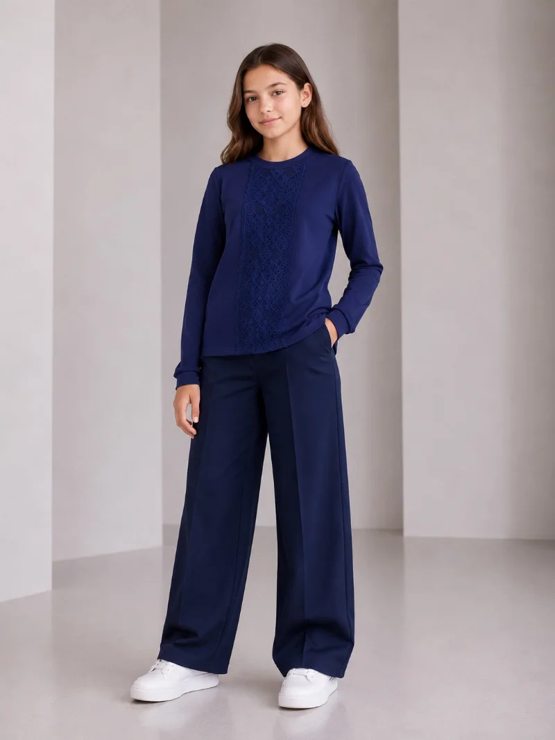 Girls' mock neck turtleneck, blue 11416 TOONTOY