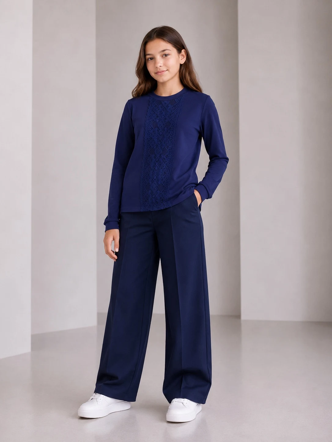 Girls' mock neck turtleneck, blue 11416 TOONTOY