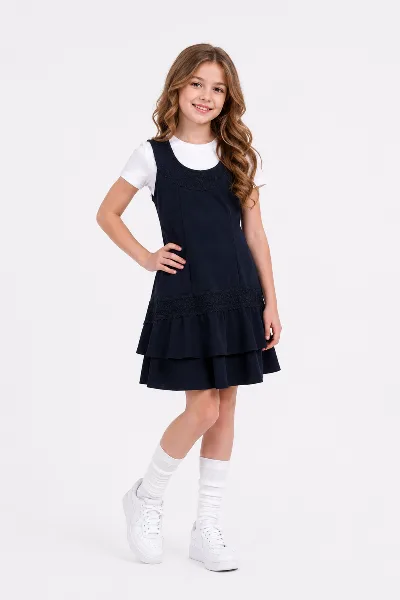 School sundress Diana blue