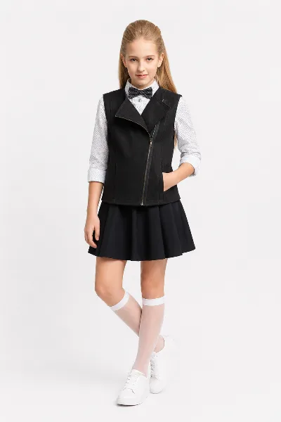 School vest with a zipper 9535 black