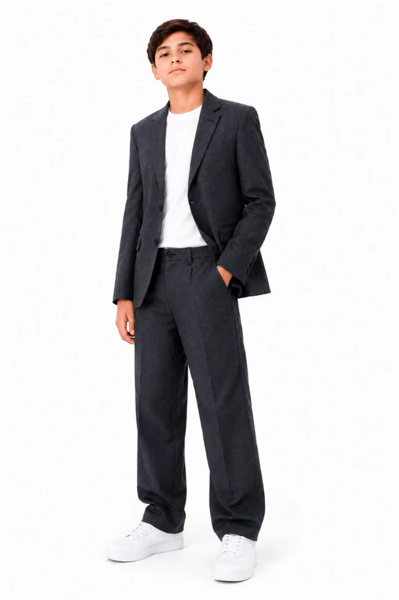 Classic grey melange suit for boys 308/6162 W-F, Ukraine