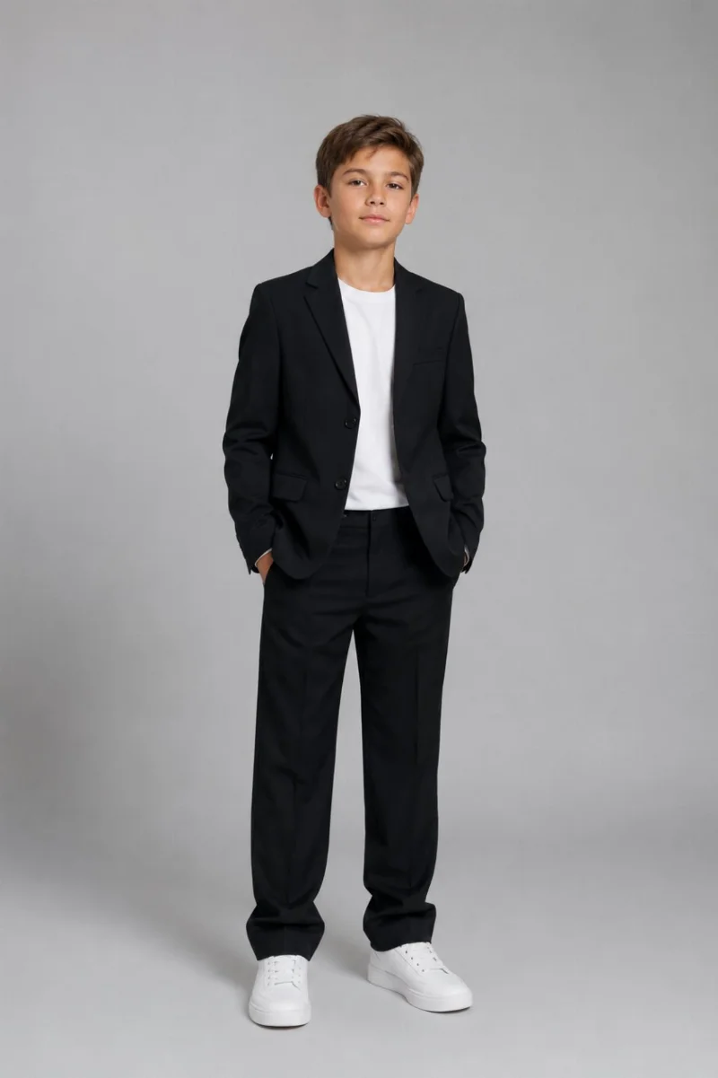 Classic school suit for boys in black, DIEGO model.
