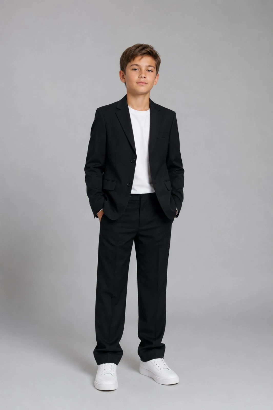 Classic school suit for boys in black, DIEGO model.