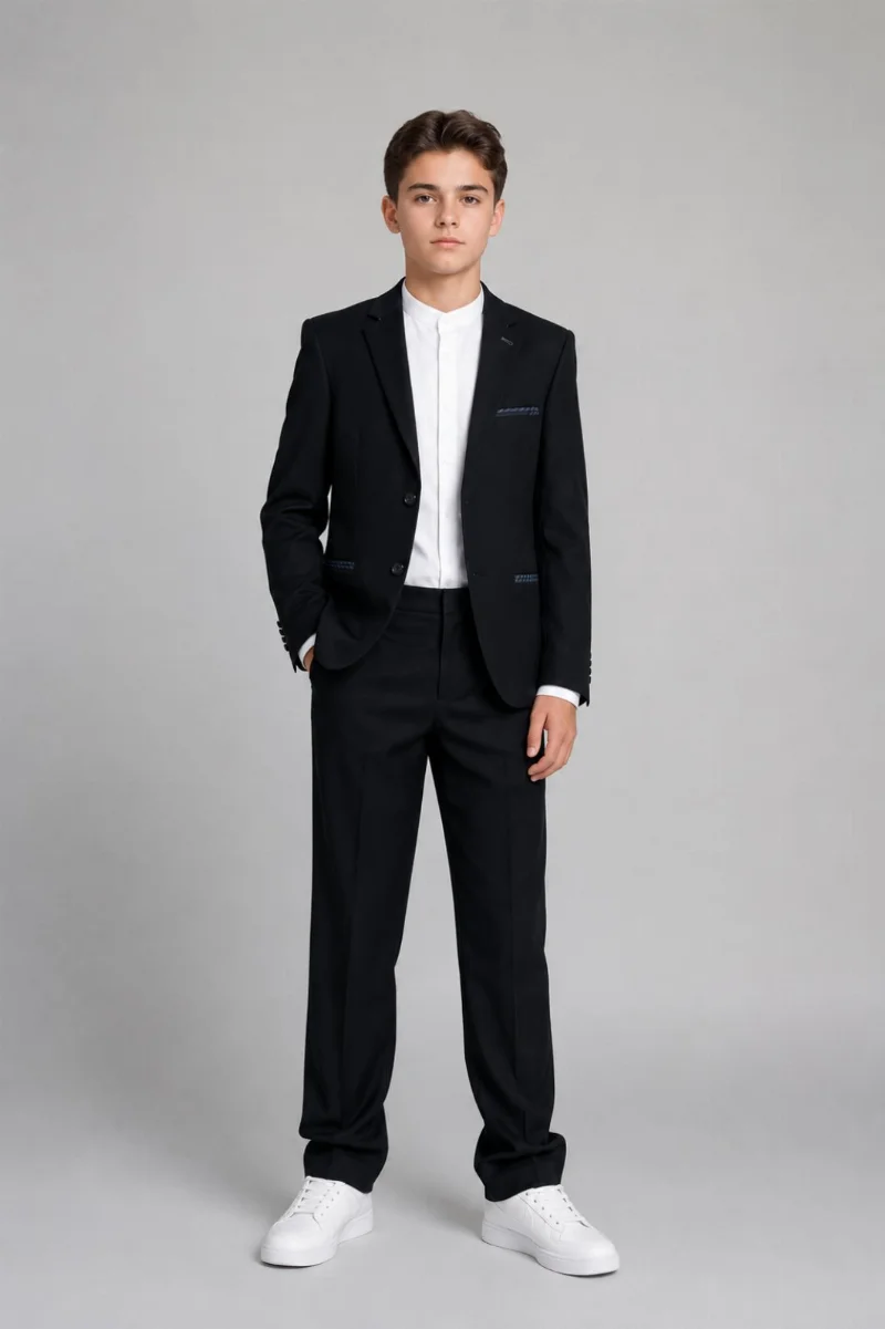 Classic school suit for boys in black, DIEGO model.