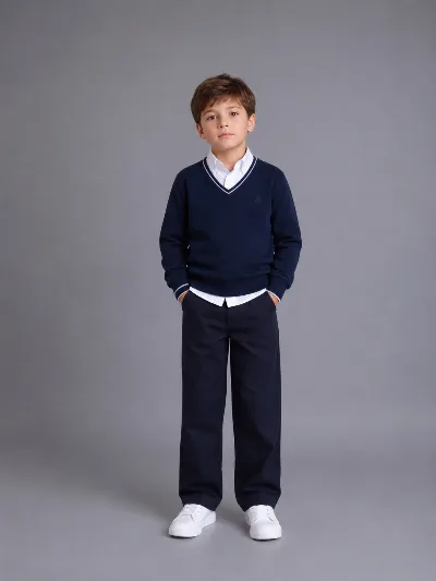 Classic blue knitted jumper for boys 335/340 Ukraine