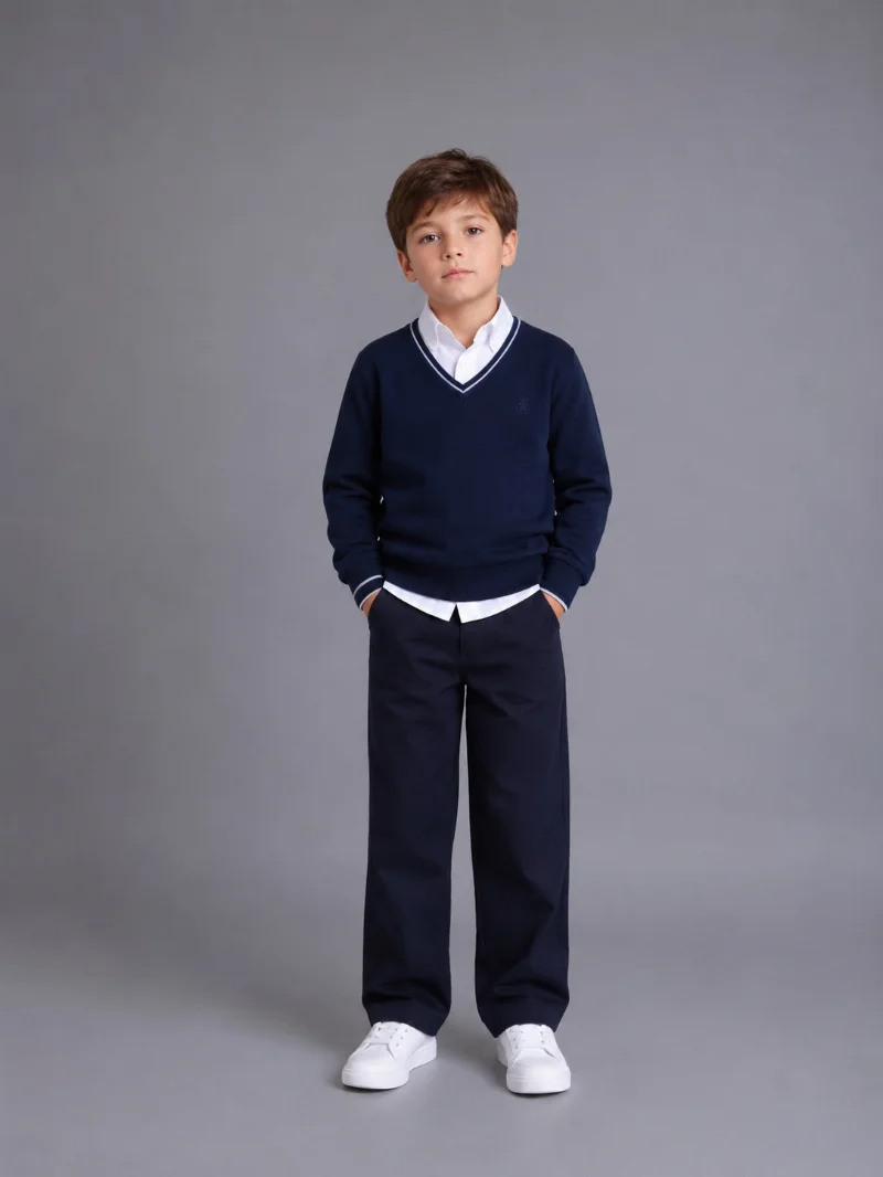 Classic blue knitted jumper for boys 335/340 Ukraine