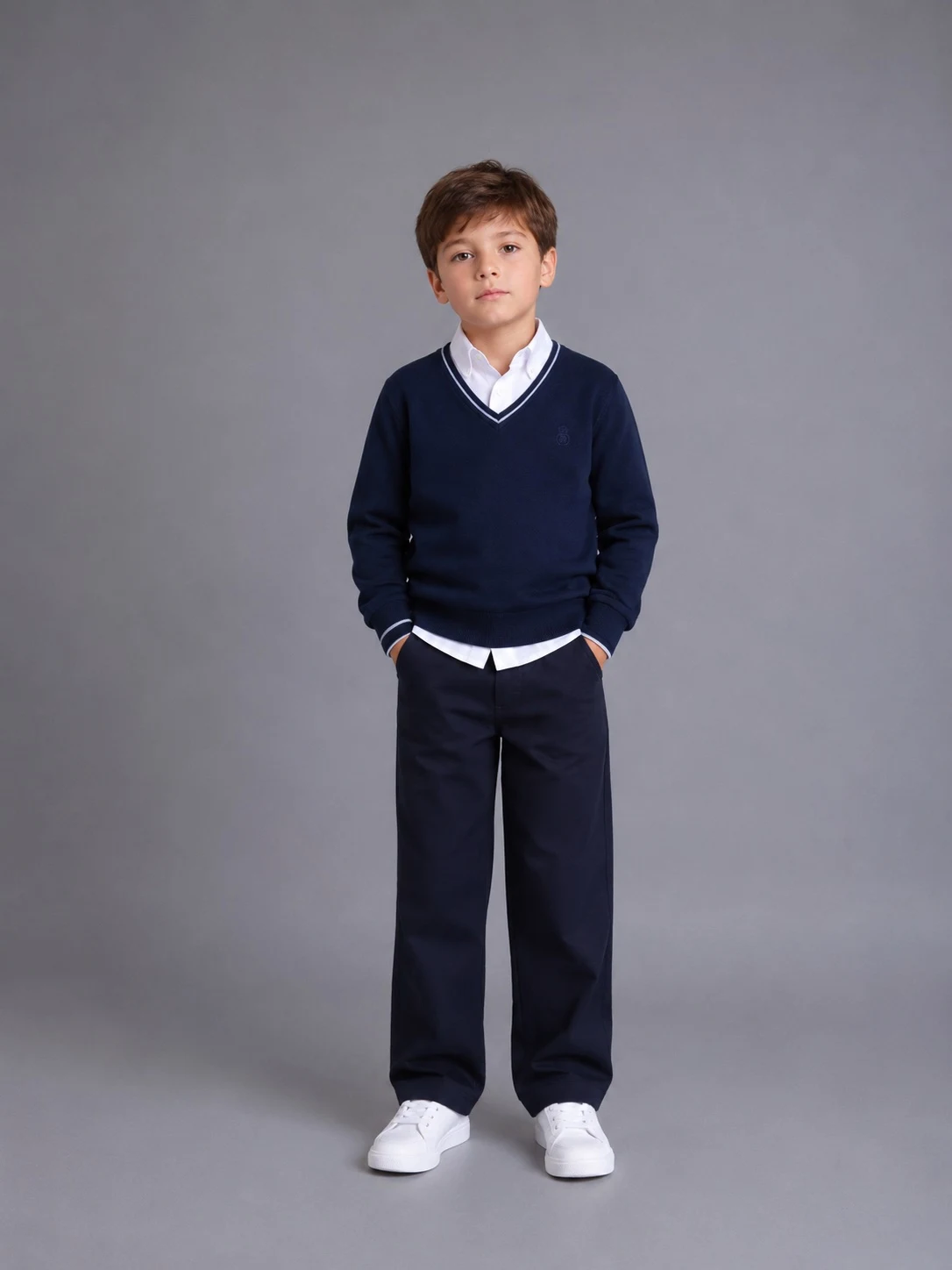 Classic blue knitted jumper for boys 335/340 Ukraine