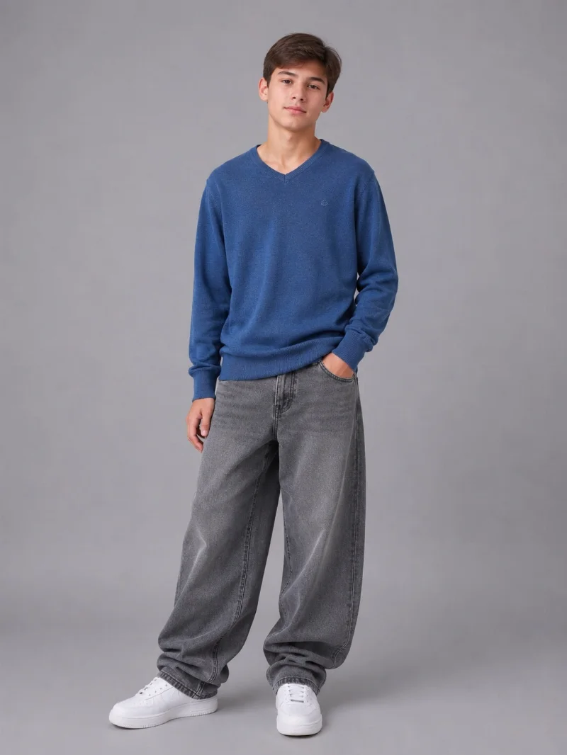 Teen Knitted Sweater Grey-Blue 191402 Turkey