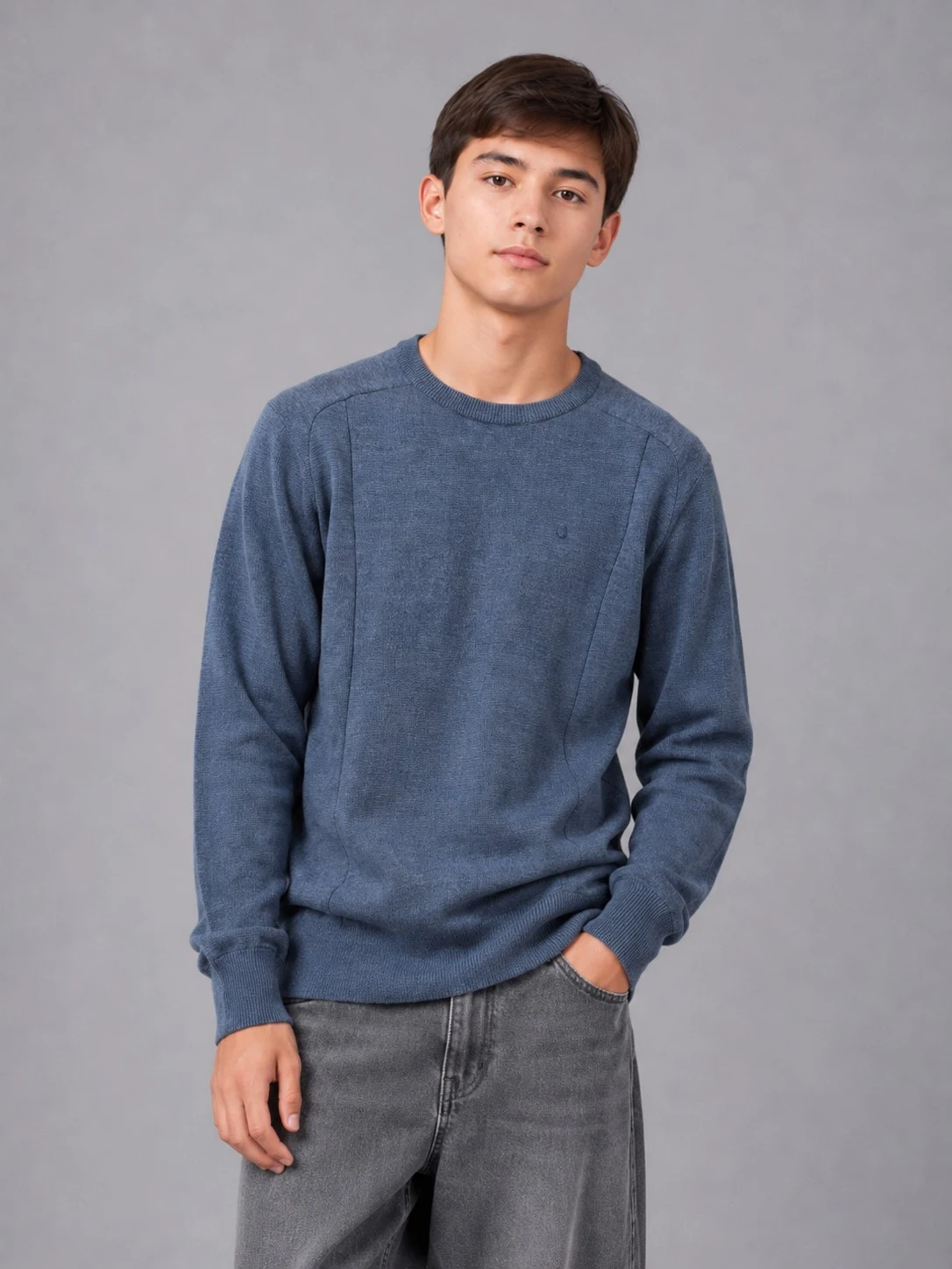 Teen Knitted Sweater Grey-Blue 191402 Turkey