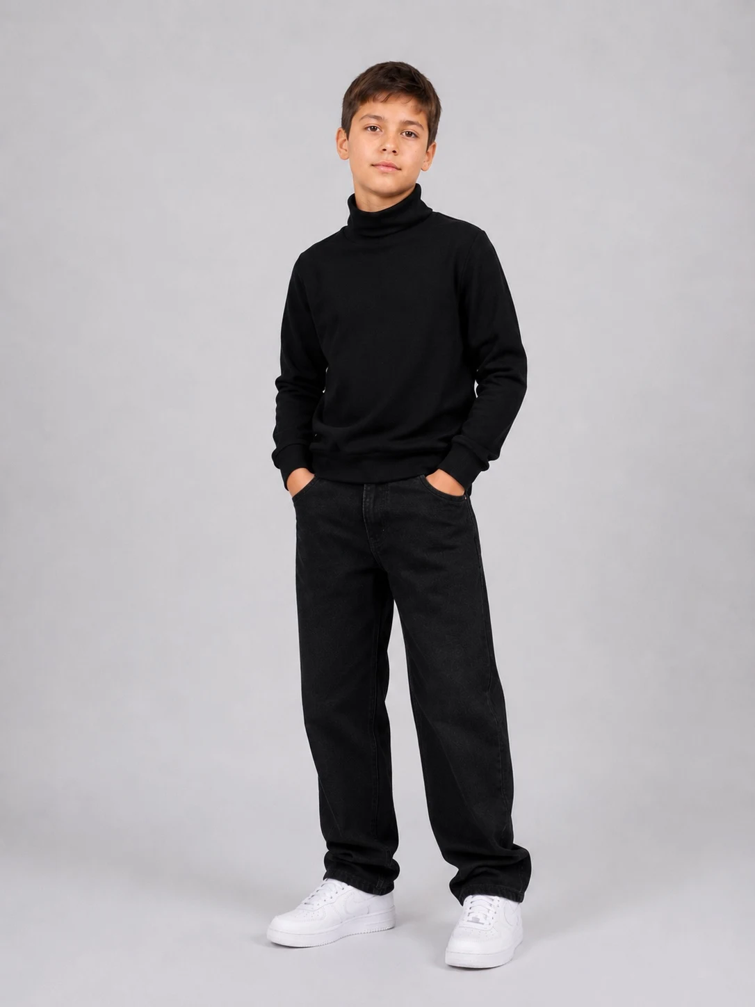 Black turtleneck sweater for boys 0226102 Tatoshka