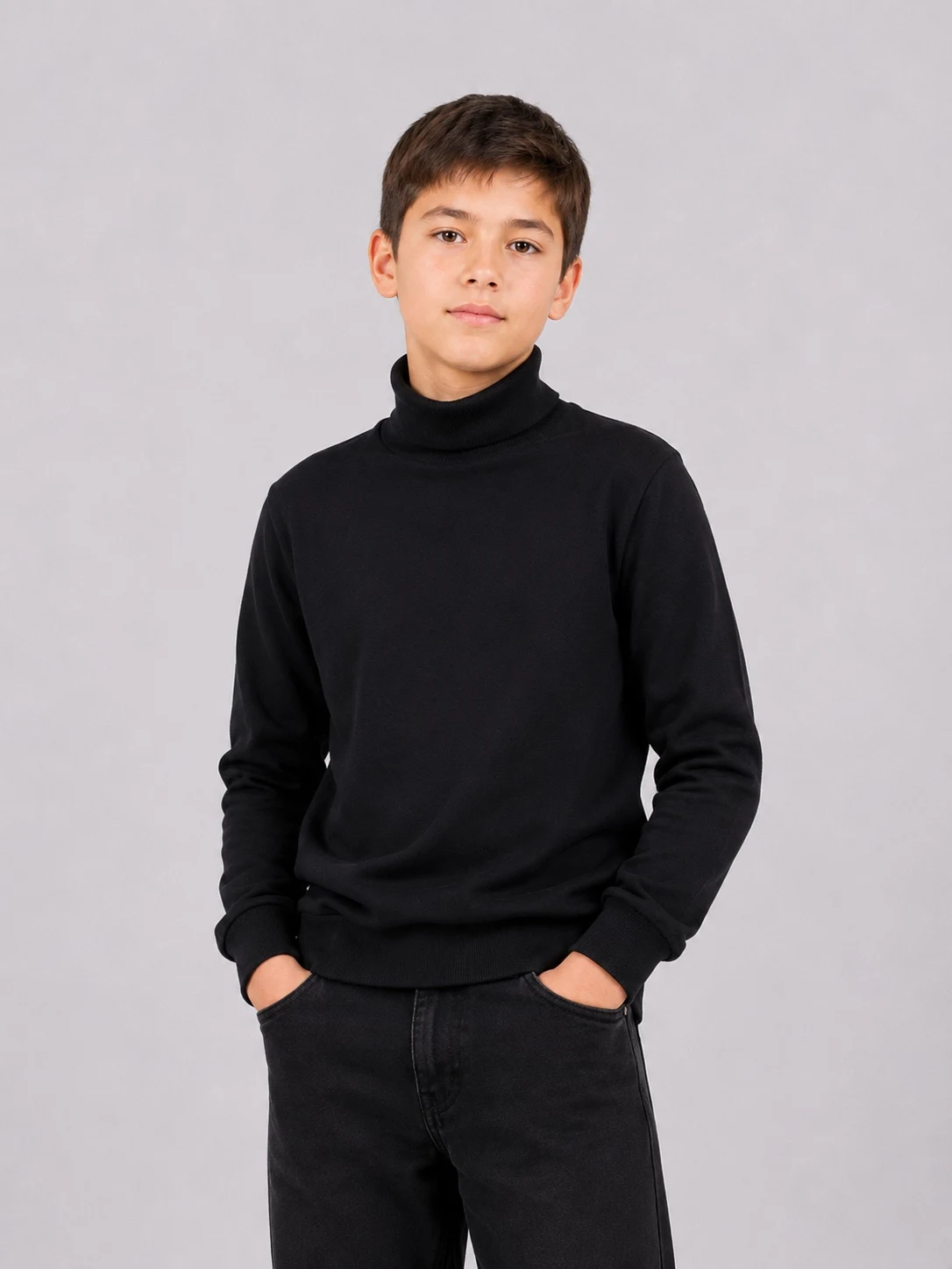 Black turtleneck sweater for boys 0226102 Tatoshka