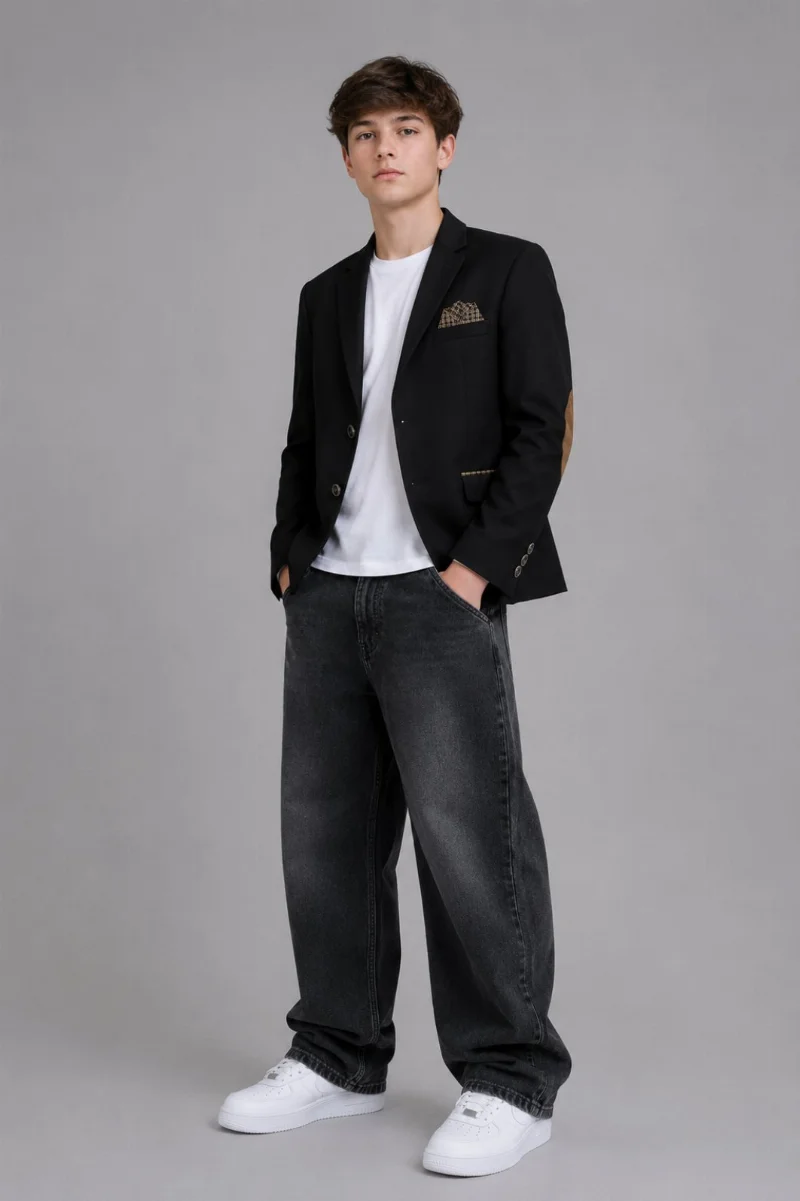 Classic black blazer for boys, A75 W-F, Ukraine