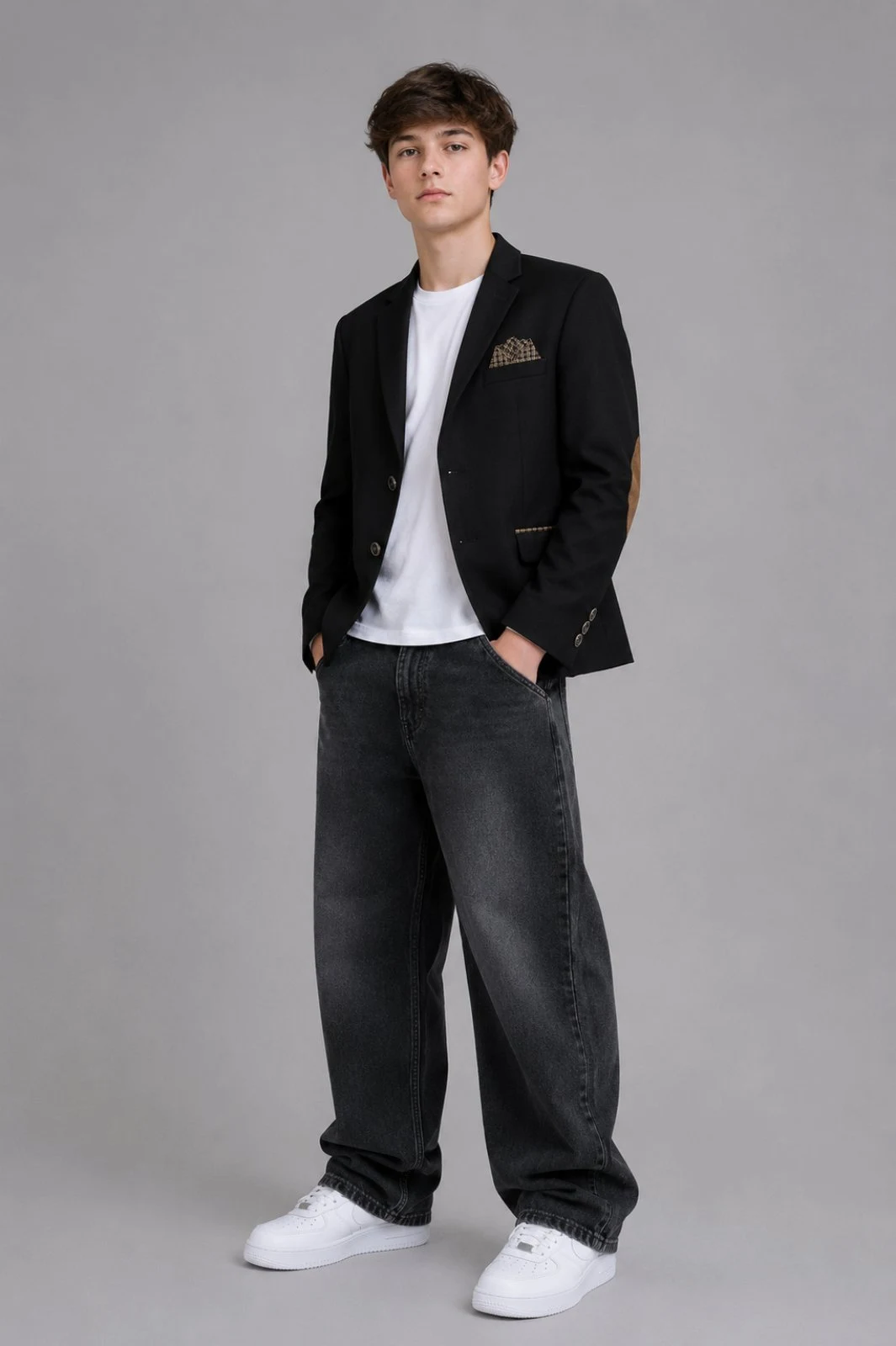 Classic black blazer for boys, A75 W-F, Ukraine