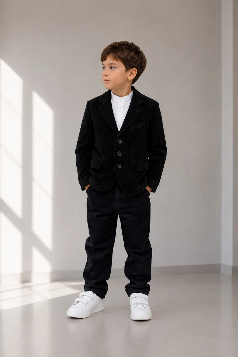 Casual corduroy blazer for boys, black SHP122-13 New point