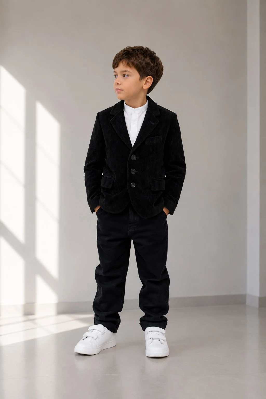 Casual corduroy blazer for boys, black SHP122-13 New point
