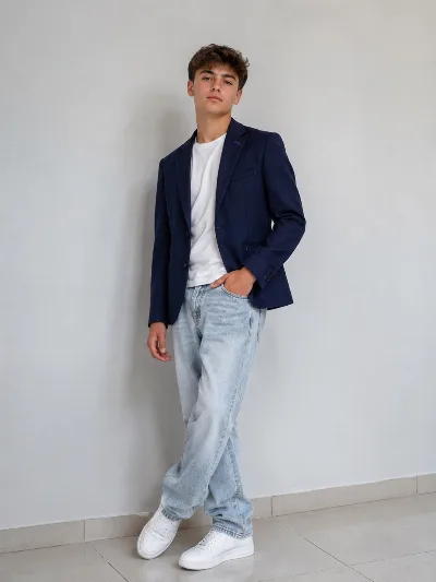 Classic casual blazer for boys, OXFORD navy