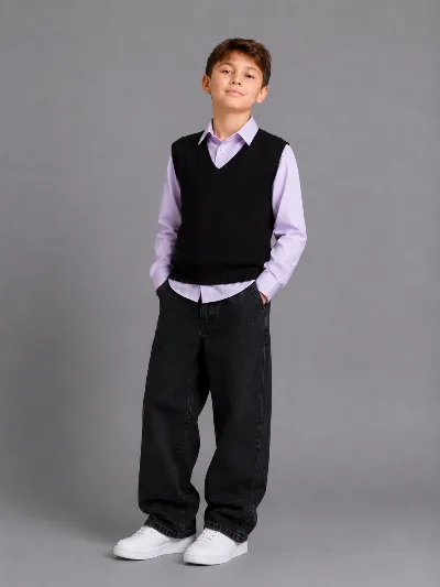FAGIS Black Knitted Vest for Boys, Turkey