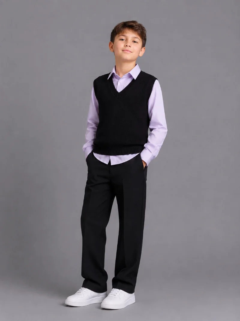 FAGIS Black Knitted Vest for Boys, Turkey