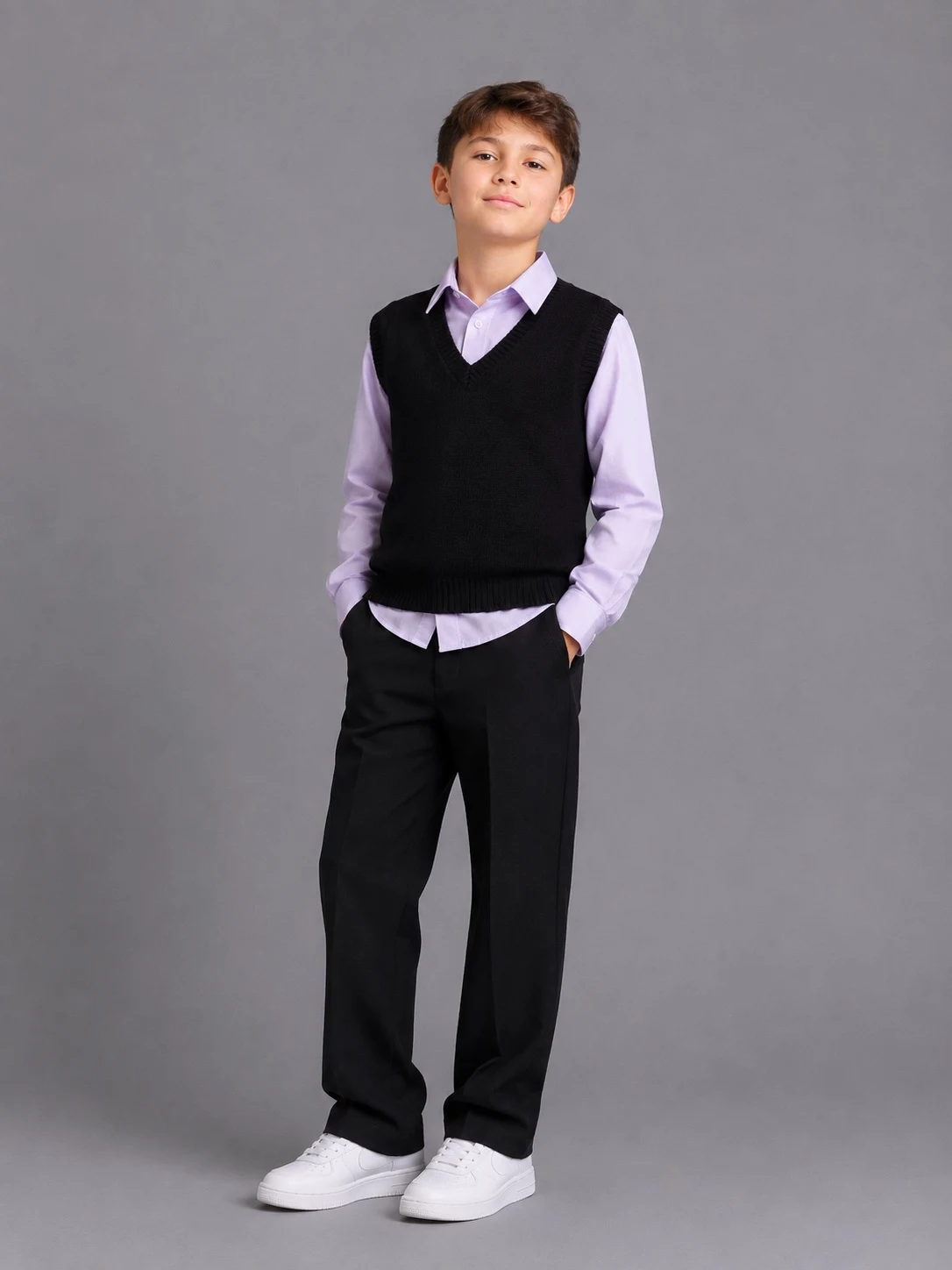 FAGIS Black Knitted Vest for Boys, Turkey