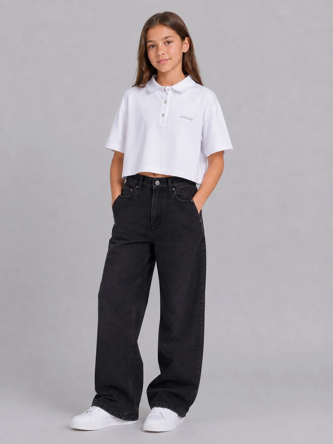 Oversized Polo Shirt for Girls, White Lacoste 114098 SMIL