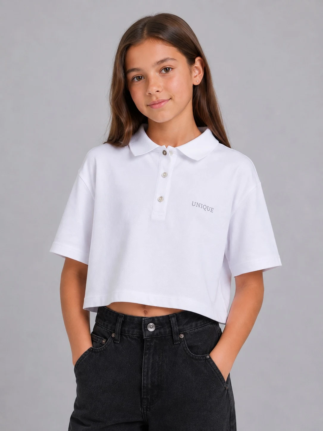 Oversized Polo Shirt for Girls, White Lacoste 114098 SMIL