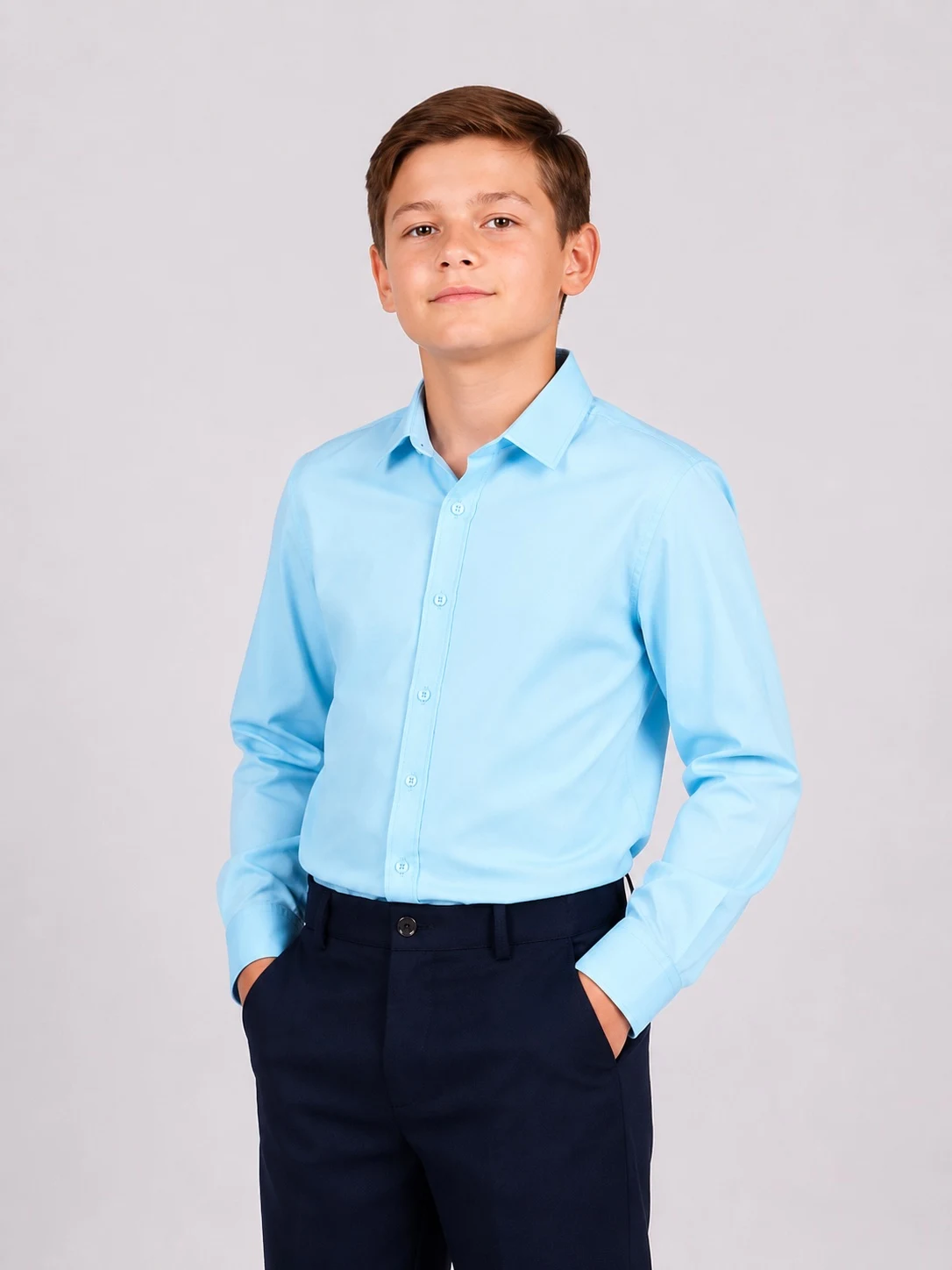 Aquarius Turquoise School Shirt for Boys / K542 Kniazhych