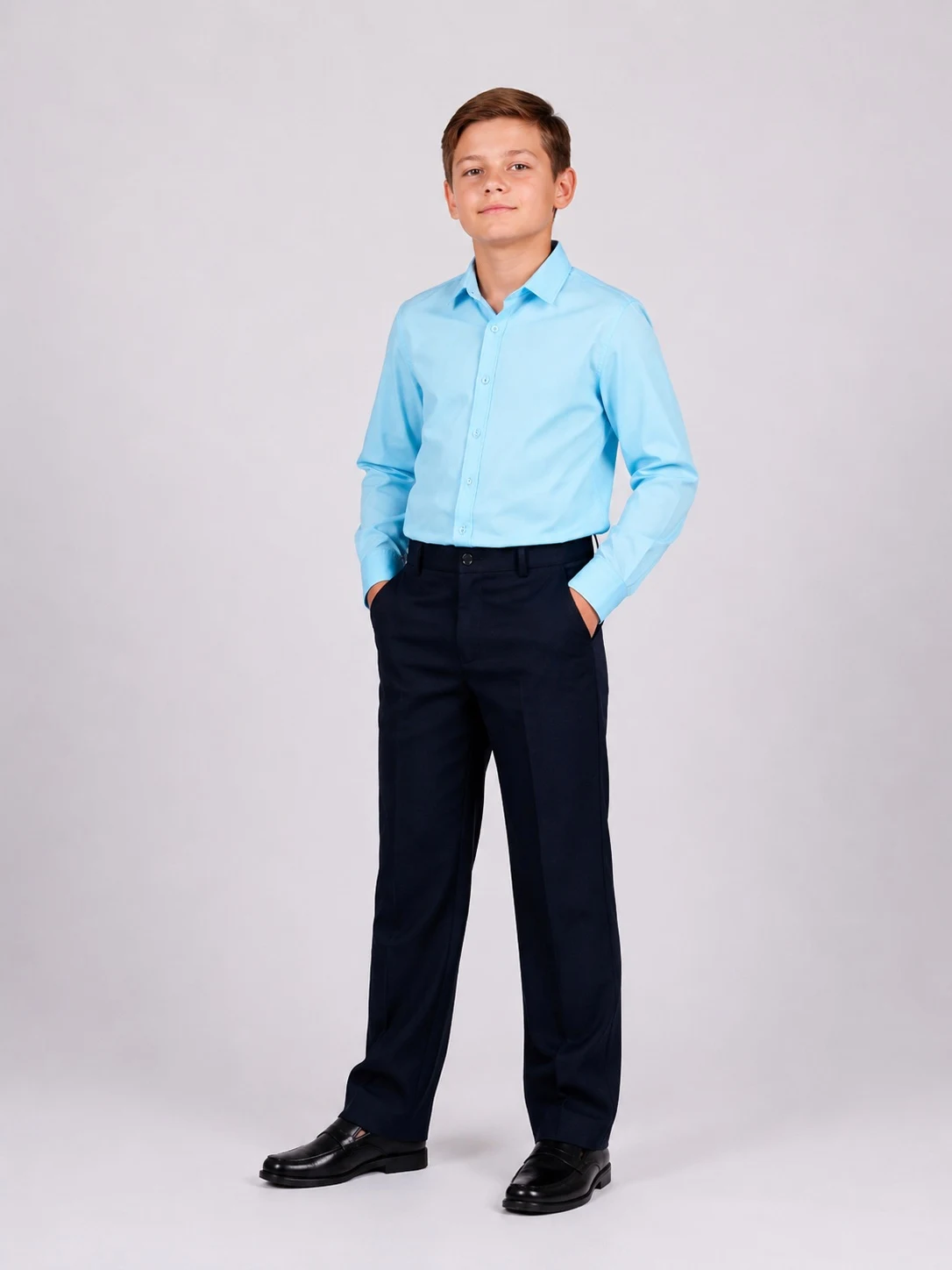 Aquarius Turquoise School Shirt for Boys / K542 Kniazhych