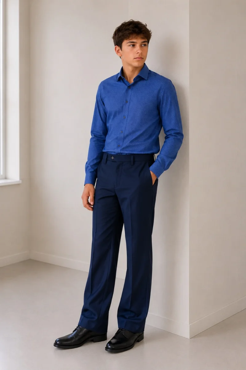 Classic teen shirt, blue pattern SKY2409 Turkey