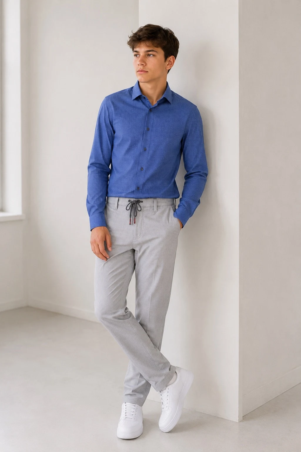 Classic teen shirt, blue pattern SKY2409 Turkey
