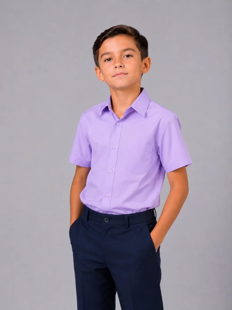 Lilac short-sleeve shirt for boys 2646 Poland