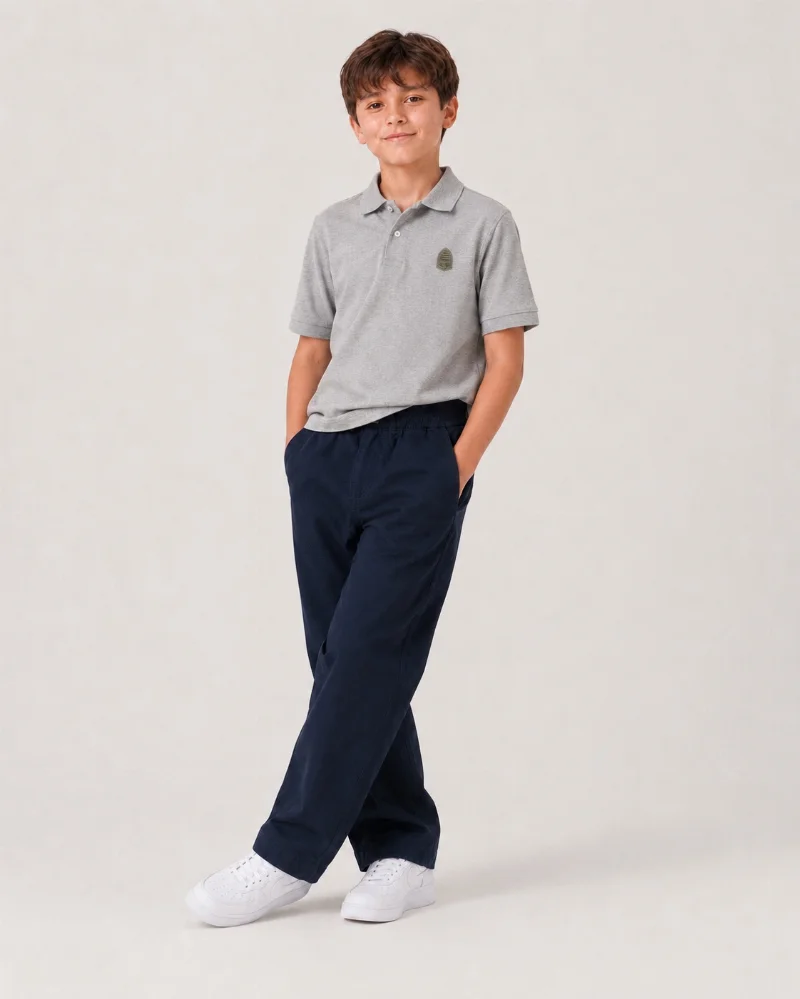 Short-sleeve polo shirt for boys, light grey LM27-01 SMILE TIME